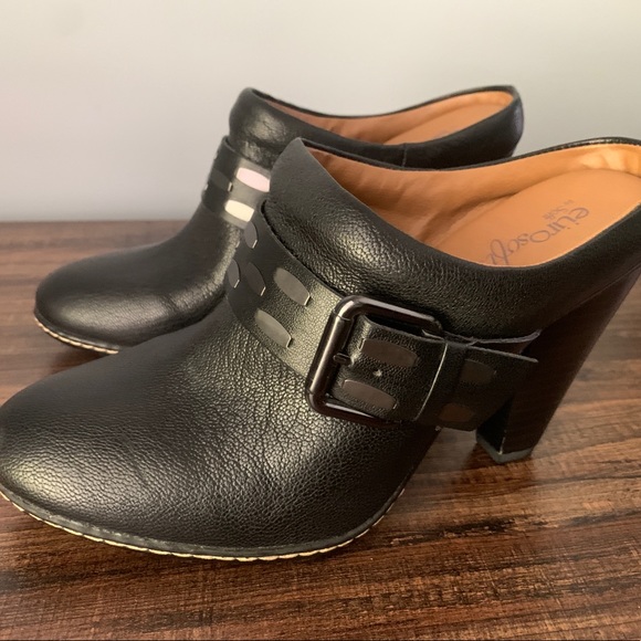 Euro Soft Sofft Sacha Black Leather Clog Mule Heel Shoes  Size 7.5M - Picture 2 of 8